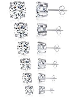 PRICES MAY VARY. 6-PAIR SET—One Set Includes 6 Pairs, Each Pair in 3mm/4mm/5mm/6mm/7mm/8mm, CZ From Tiny to Big, Meeting Your Needs of Multiple Sizes, Try Different Size Every Day SPARKLING CZ—20 Gauge(0.8mm) Pin Thickness, AAA+ Shiny Cubic Zirconia Well Inlaid, Elegant Cutting Skills, Absolutely a Visual Feast, Delicate Gifts for Your Friends and Families FLEXIBLE BACKS- Classic Butterfly Backs/Internally Screw Thread Design, Keep Secure, not Loose or Fall off, No Worry of Losing, Convenient to Thread Design, Earrings Square, Earrings Round, Cubic Zirconia Earrings, Zirconia Earrings, Square Earrings, Round Earrings, Cleaning Jewelry, Earring Set