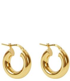 From Argento Vivo&#x2C; these earrings feature: Hoop Earrings14k gold plated sterling silver Click top closureApprox. 0.8" diameterImported. Golden Hoop Earrings Aesthetic, Gold Hoop Earrings Aesthetic, Pretty Stacks, Hoop Earrings Aesthetic, Chunky Gold Jewelry, Tube Hoop Earrings, Sterling Silver Jewelry Earrings, Earrings Aesthetic, Jewelry Aesthetic