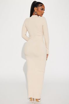 Available In Black And Cream. Maxi Dress Mock Neck Zip Front Long Sleeve Stretch Compression Rib 86% Rayon 14% Spandex Imported | Rina Snatched Maxi Dress in Cream size XL by Fashion Nova Cream Dress Outfit, Cream Fashion, Cream Maxi Dress, Dress Cream, Black And Cream, Red Mini Dress, Cream Dress, Dress Fashion, Graduation Dress