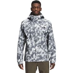 the north face men's apex jacket in grey tie dye, front view with white background