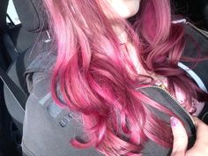 Light Cherry Hair, Pink Hair Brown Roots, Pink Layered Hair, Pink And Red Hair, Pink Hair Streaks, Pink Ombre Hair, Hot Pink Hair, Shot Hair Styles, Dye My Hair