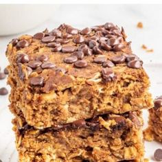 chocolate chip granola bars stacked on top of each other