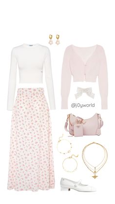 @j0yworld #pink #outfitinspo #pinkaesthethic #prada #pradabag #maryjane Pink Modest Outfits, Modest Aesthetic Outfits, Modest Girly Outfits, Stile Blair Waldorf, Pretty Fashion, Cute Dress Outfits