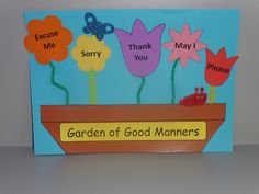 a handmade card with flowers on it that says, garden of good manners