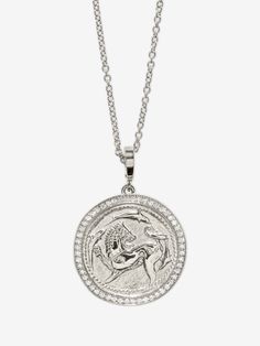 Inspired by ancient Grecian & Sicilian themes, this coin feature a lion surrounded by dolphins. Symbolizing: Strength & Power, Love & Guidance 27mm coin; Made of 18K Yellow Gold & .37ct Pave Diamonds Made and hand-finished in LA, each piece sold helps ocean-related causes Luxury Sterling Silver Medallion Coin Necklace, Luxury Silver Coin Necklace Tarnish Resistant, Luxury Silver Tarnish Resistant Coin Necklace, Luxury Tarnish Resistant Coin Necklace, Luxury Silver Tarnish-resistant Coin Necklace, Luxury Engraved Coin Necklace, Luxury Silver Coin Necklace With Coin Pendant, Luxury Silver Coin Necklace With Pendant, White Gold Round Coin Necklace