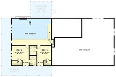 the first floor plan for a house with an indoor swimming pool and attached deck area