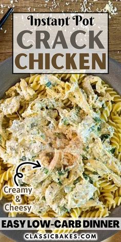 Easy and delicious, this Crack Chicken Instant Pot recipe is a staple meal that you'll want to make again and again. Low-carb noodles or zucchini noodles make a great addition to this dish. Chicken Instant Pot Recipe, Chicken Recipe Healthy, Low Carb Noodles, Chicken Instant Pot, Future Chef, Riced Cauliflower