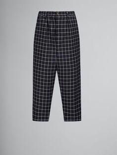 Black checked wool trousers | Marni Shorts Collection, Wool Trousers, Fitted Trousers, Men's Pants, Cotton Weaving, Official Store