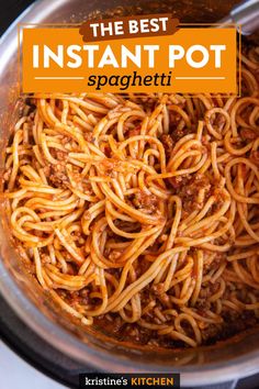 the best instant pot spaghetti recipe is in an instant pot and ready to be cooked