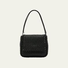 Bottega Veneta "Cobble" shoulder bag in signature  intrecciato padded   lambskin leather Adjustable shoulder strap Flap top with magnetic closure  Center zip divides interior  Approx. 7.8"H x 10.6"W x 3.5"D Made in Italy Leather Shoulder Bag With Intrecciato Weave For Evening, Rectangular Intrecciato Shoulder Bag For Evenings, Rectangular Intrecciato Weave Shoulder Bag For Evening, Rectangular Intrecciato Weave Evening Shoulder Bag, Evening Woven Leather Bucket Shoulder Bag, Evening Square Shoulder Bag With Braided Handles, Square Shoulder Bag With Braided Handles For Evening, Lambskin Leather, Magnetic Closure