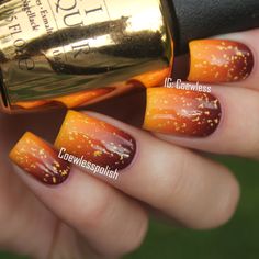 Coewless nail polish blog Thanksgiving Nail Designs, Thanksgiving Nail Art, Fall Nail Art Designs, Cute Nails For Fall, Fall Acrylic Nails, Nail Art Ombre, Nails Glitter