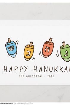 happy hanukkah greeting card with three apples