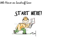 a drawing of a man holding a sign that says, start here little hour on landfill lane