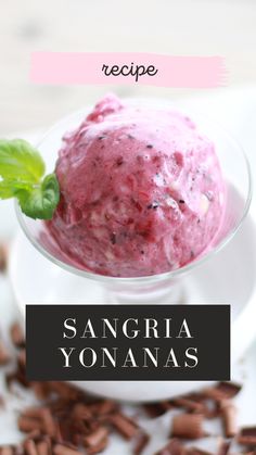 a scoop of strawberry yogurt in a glass bowl