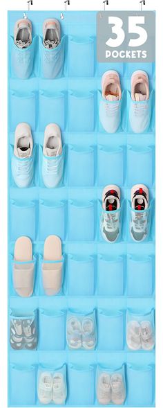 PRICES MAY VARY. 35 POCKETS & HIGH-CAPACITY: Newest pink shoe organizer over door featured with 35 large pockets 11 more than other behind the door storage organizer that holds 18 pairs shoes at least and even all shoes of your family, not only be a hanging shoe organizer to store shoes, such as kids shoes, women men sneakers, heels, slippers but a baby organizer for storing all stuff, toys, barbie doll, baby's clothing, diapers,water bottles. The shoe rack organizer keeps all well-organized & s Organize Baby Shoes, Bedroom Pantry, Over The Door Shoe Organizer, Shoe Rack Door, Shoe Holder, Shoe Organizers, Shoe Rack Closet, Hanging Shoe Organizer, Baby Storage