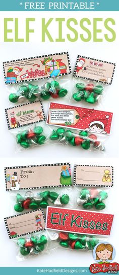 elf kisses printable gift tags for kids to use on their christmas presents and gifts