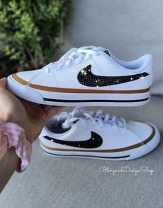 Nike Court Legacy Shoes, Wedding Nike, Bling Nike Shoes, Shoes Customized, Nike Court Legacy, Crystal Stones, Nike Shoes Women, Sneakers Shoes, Jet Black