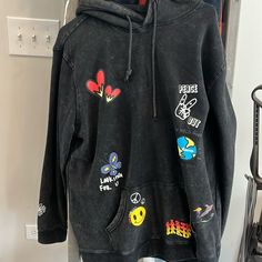 Almost Brand New Hoodie Pacsun Size Xl Black Hooded Top With Pockets, Oversized Black Top With Adjustable Hood, Urban Gray Hoodie With Graphic Print, Black Cotton Hoodie For Outdoor, Black Hip Hop Sweatshirt For Outdoor, Black Hoodie With Pockets, Relaxed Fit, Black Drawstring Hooded Top For Outdoor, Urban Black Hoodie With Pockets, Black Relaxed Fit Hoodie With Pockets