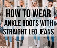 Flat Ankle Boots Outfit, Boots With Straight Leg Jeans, Boyfriend Jeans Style, Ankle Boots With Jeans, Straight Leg Jeans Outfits, Fall And Winter Fashion, Rolled Jeans, How To Wear Ankle Boots, Straight A