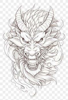 Japanese Dragon Drawing Sketches, Dragon Tattoo Stencil Designs, Dragon Tattoo Drawings Sketches, Colorable Drawings, Dragon Drawing Tattoo, Dragon Head Tattoo Design, Dragon Sketch Tattoo, Big Dragon Tattoo, Dragon Face Drawing