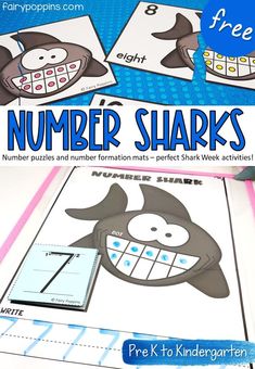 the number sharks game is shown in this free printable activity