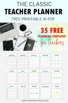 the free printable teacher planner is perfect for teachers to use on their desks