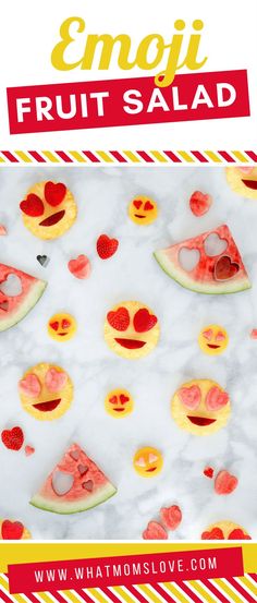 an image of fruit salad with smiley faces on it