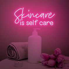 Enhance your salon or spa with our stunning Skincare Is Self Care Neon Sign  Perfect for estheticians and beauty therapists, this Skincare Quote Salon Decor adds a touch of elegance and professionalism to any esthetics salon. Ideal for medical spas and beauty businesses, it creates a serene and welcoming atmosphere for clients. Whether you're looking to elevate your workspace or find the perfect gift for an aesthetician. 👉How to use ✦super easy: plug it to a normal outlet and it's ready to ligh Pink Aesthetic Esthetician, Self Care Decor, Beauty Therapist Quotes, Esthetician Aesthetic Pink, Pink Esthetician Aesthetic, Salon Interior Design Pink, Aesthetician Room Decor, Wax Room Ideas Estheticians, Esthetician Instagram Post Ideas