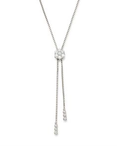 Bloomingdale's Diamond Flower Bolo Necklace in 14K White Gold, 0.85 ct. t.w. - 100% Exclusive Diamond White Flower-shaped Jewelry With Single Cut Diamonds, Classic Jewelry With Brilliant Cut In Flower Shape, Elegant Flower Shaped Jewelry With Pave Setting, Classic Flower-shaped Jewelry With Brilliant Cut, Classic Diamond White Flower Shaped Jewelry, Elegant Jewelry With Single Cut Diamonds In Flower Pendant, Elegant Flower Pendant Jewelry With Single Cut Diamonds, White Gold Flower Pendant With Single Cut Diamonds, Classic Cubic Zirconia Jewelry In Flower Shape