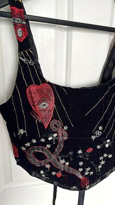 Handmade Sun Star and Heart Embellished Tulle Black Velvet - Etsy Black Embellished Sleeveless Corset, Black Sleeveless Embellished Corset, Velvet Overbust Corset For Party, Party Velvet Corset With Corset Back, Black Velvet Corset With Corset Back, Star Corset, Heart Corset, Black Velvet Corset, Ribbon Corset