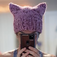 Super Cute & Trendy Pussycat Kitten Ear Knit Beanie, Adult Size With Stretch! Handmade With Acrylic Yarn Blend In Pink With Burgundy Maroon Sparkly Yarn Woven Throughout. Very Soft, Cozy & Comfy. Purrfect For Those Chilly Days, Cosplay, Women's Rights Expression, Or Just A Different Take On Beanie Style New, Never Worn! *This Cap Was Originally Made In 2017 As Part Of The Pussyhat Project To Provide Activists Taking Part Of The Women's March On Washington With A Visual Statement To Help Draw Att Pink Cat Ears Hat For Winter, Pink Winter Hat With Cat Ears, Winter Beanie With Cat Ears, One Size Fits Most, Casual Beanie With Cat Ears, Cute Cat Ears Hat, Casual Knitted Beanie With Cat Ears, Handmade One Size Cat Ears Hat, Trendy One Size Cat Ears Hat, Knitted Beanie With Cat Ears