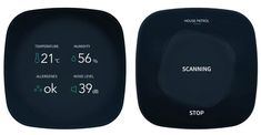 thermometers are displayed on black plates with white numbers and green lettering that read scanning