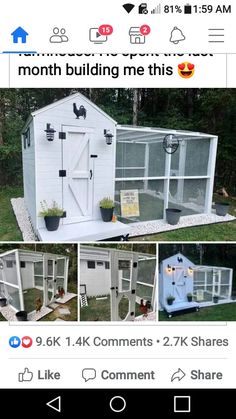 the chicken coop has been built into it's own backyard and is ready to be used