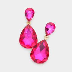 Earring Details: Size : 0.75" X 1.75" Post Back Prom Jewelry Earrings, Evening Earrings, Catalog Bag, Prom Accessories, Head Chain, Wrist Wear, Prom Jewelry, Color Fuchsia, Chains Necklaces