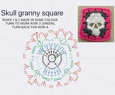 the skull granny square is made in same color