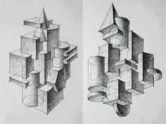 two drawings of different shapes and sizes