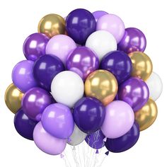 a bunch of balloons that are in the shape of a bouquet on a white background