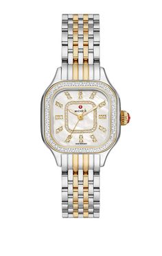 Michele Watch, Diamond Guide, Gold Plated Bracelets, Gold Case, Bezel Diamond, Diamond Watch, G H, Adjustable Bracelet, Stainless Steel Bracelet