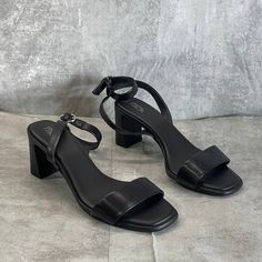 Nordstrom Rack Women's Black Faux-Leather Landry Square-Toe Heeled Sandals Sz 9.5 2.5" Heel Adjustable Ankle Strap With Buckle Closure Pu Upper, Synthetic Sole Imported This Is A New Without Tags/Box Item. Please Refer To Images. Black Block Heels With Buckle Closure For Spring, Black Block Heels With Buckle Closure Medium Width, Black Synthetic Low Heel Block Heels, Black Ankle Strap Sandals In Faux Leather, Black Synthetic Block Heels Medium Width, Black Leather Block Heels For Summer, Summer Black Leather Block Heels, Black Open Toe Block Heels With Medium Width, Black Open Toe Block Heels Medium Width