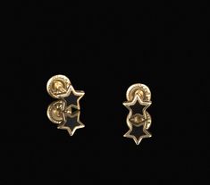 These Tiny Cute Gold Stars With Black Enamel Are perfect To Pair With Multiple Earrings Or Just By  Themselves. Description Width:4mm Post Length:6mm Material:14K Yellow Gold Design:Gold Star With Black Enamel Multiple Earrings, Black Theme, Mini Gold, Enamel Earrings, Star Studs, Earrings Black, Gold Star, Screw Back Earrings, Gold Design