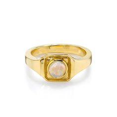 Opal Boyfriend Signet Ring Minimalist Gold Engagement Ring, 14k Gold Opal Ring With Polished Finish For Promise, Opal Ring With Bezel Setting, Classic Opal Birthstone Ring With Round Band, 14k Gold Opal Cabochon Promise Ring, 14k Gold Opal Ring With Round Band, Fine Jewelry Stackable Opal Ring With Round Band, 14k Gold Stackable Opal Ring, 14k Gold Stackable Opal Ring With Round Band