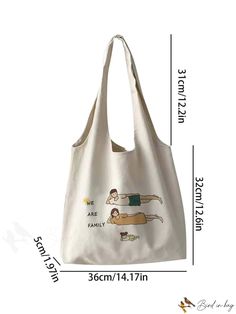 BirdinBag - Chic & Adaptable Cartoon Print Womens Tote Bag Letter Bag, Cartoon Bag, Beige Pattern, Bags Tote, Word Wrap, Shoulder Tote Bag, Print Tote, Printed Tote Bags, Womens Tote