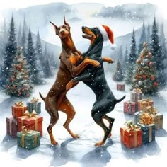 Two Dobermans, Christmas Pillowcases, Decorative Cushion Covers, Military Prosecutor Doberman, Bedroom Sofa