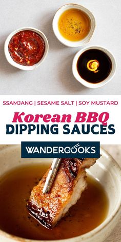 korean bbq dipping sauces in small bowls