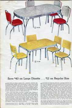 an advertisement for the dining table and chairs