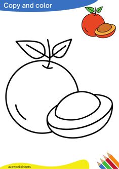 an apple coloring page with the words copy and color on it's bottom corner