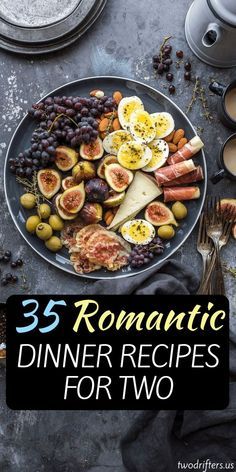 the cover of 35 romantic dinner recipes for two, with an image of food on a plate