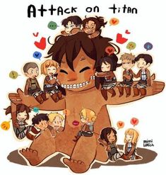 an image of a cartoon character with many other characters around him and the caption reads, attack on tim