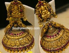 Buttalu Designs, Pearl Jhumkas, Latest Jewellery Designs, Temple Jewellery Earrings, Gold Temple Jewellery, Indian Jewelry Earrings, Antique Gold Jewelry Indian