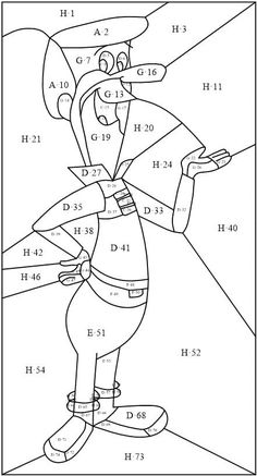 the cartoon character person is shown in this coloring page with numbers and symbols on it